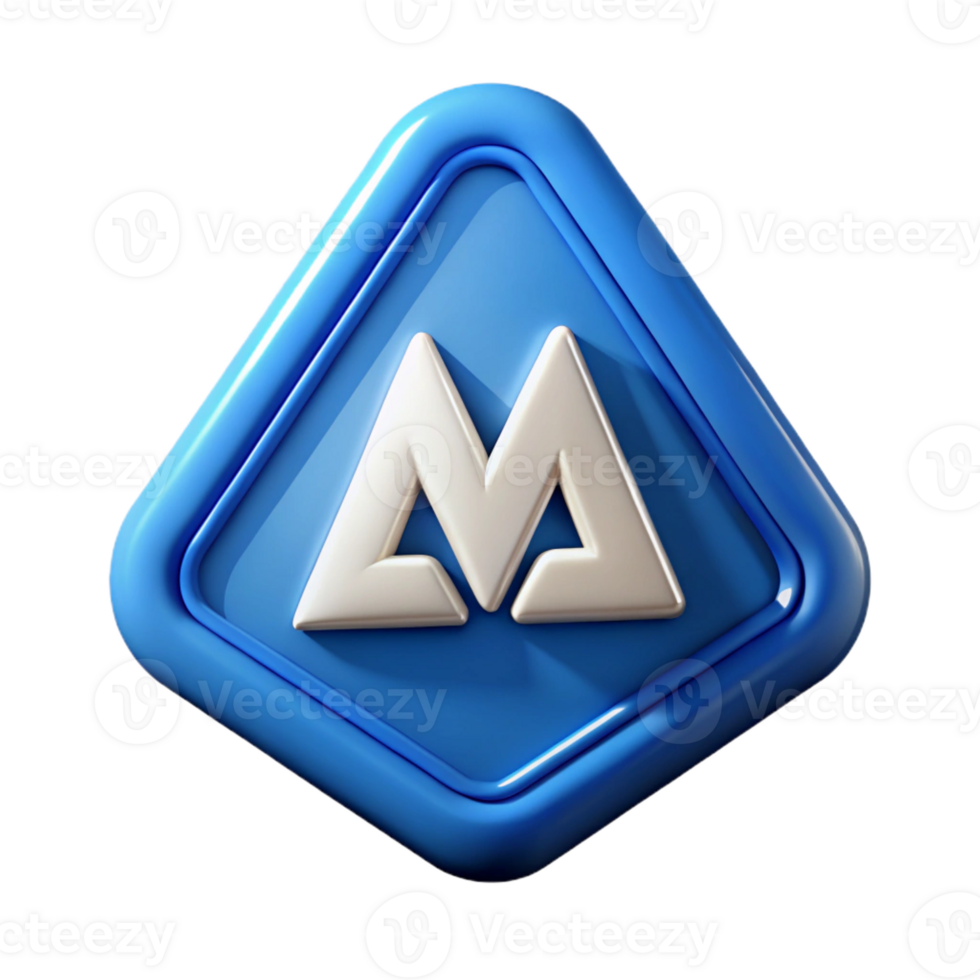 rare gothic Triangular badge with a stylized letter M . Crisp edges, scalable, single-weight stroke with Scalable Design. high quality png