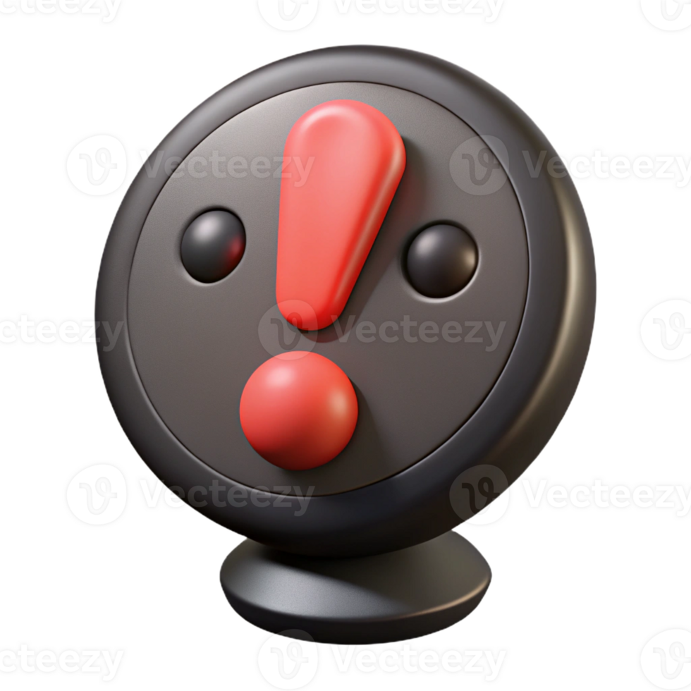 immaculate vintage Exclamation mark character with a circular dot. Flat black color, with Scalable Design. 4K png