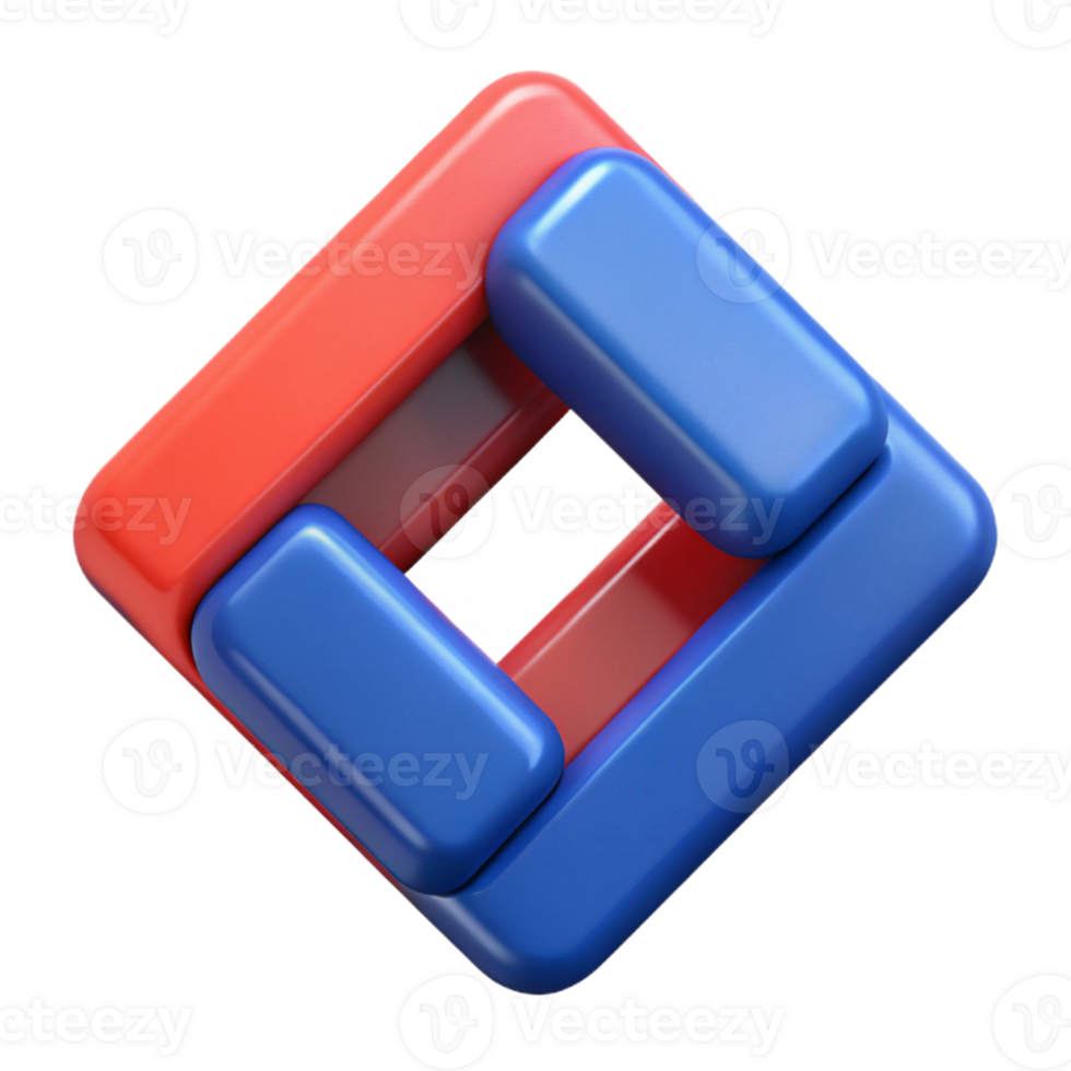 dramatic serene Interlocking squares with crisp edges, flat red and blue colors. Clean lines. with Scalable Design. ultra HD png