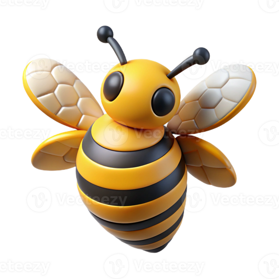 serene industrial Bee with striped body and wings. Scalable, single-weight stroke, minimal with Scalable Design. studio quality png