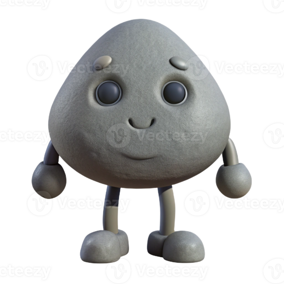 signature coastal Rock character with a rough outline, flat grey, minimal design with Scalable Design. flawless png