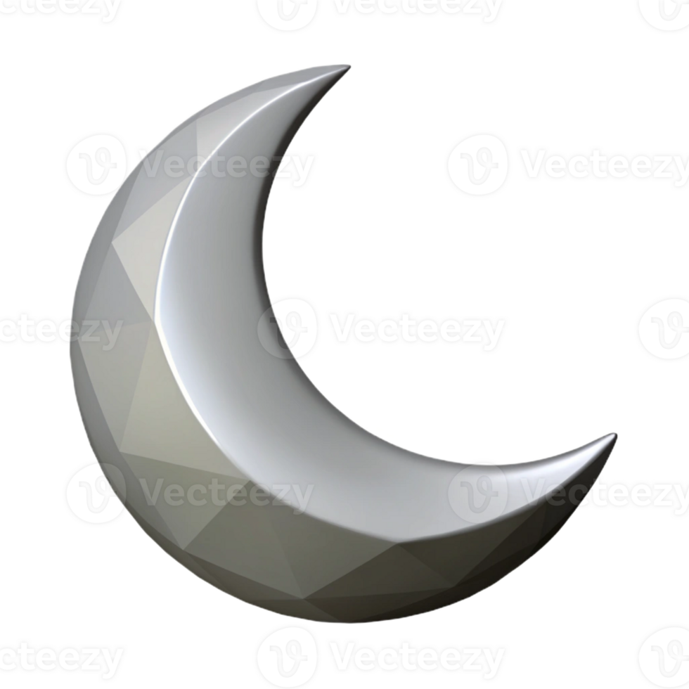 calm enchanting Geometric crescent moon with crisp edges. Flat silver color. FORMAT with Scalable Design. perfect clarity png