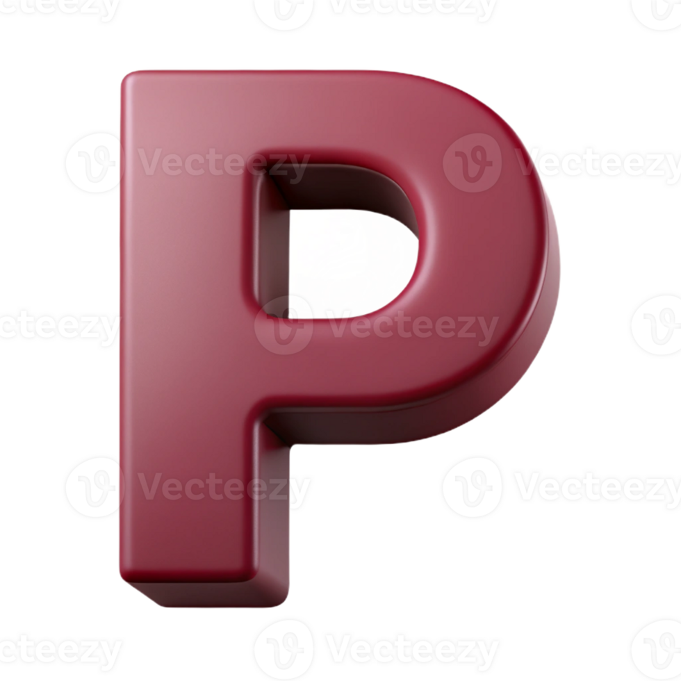 timeless contemporary Minimal P in flat burgundy. Clean lines with Scalable Design. expertly shot png