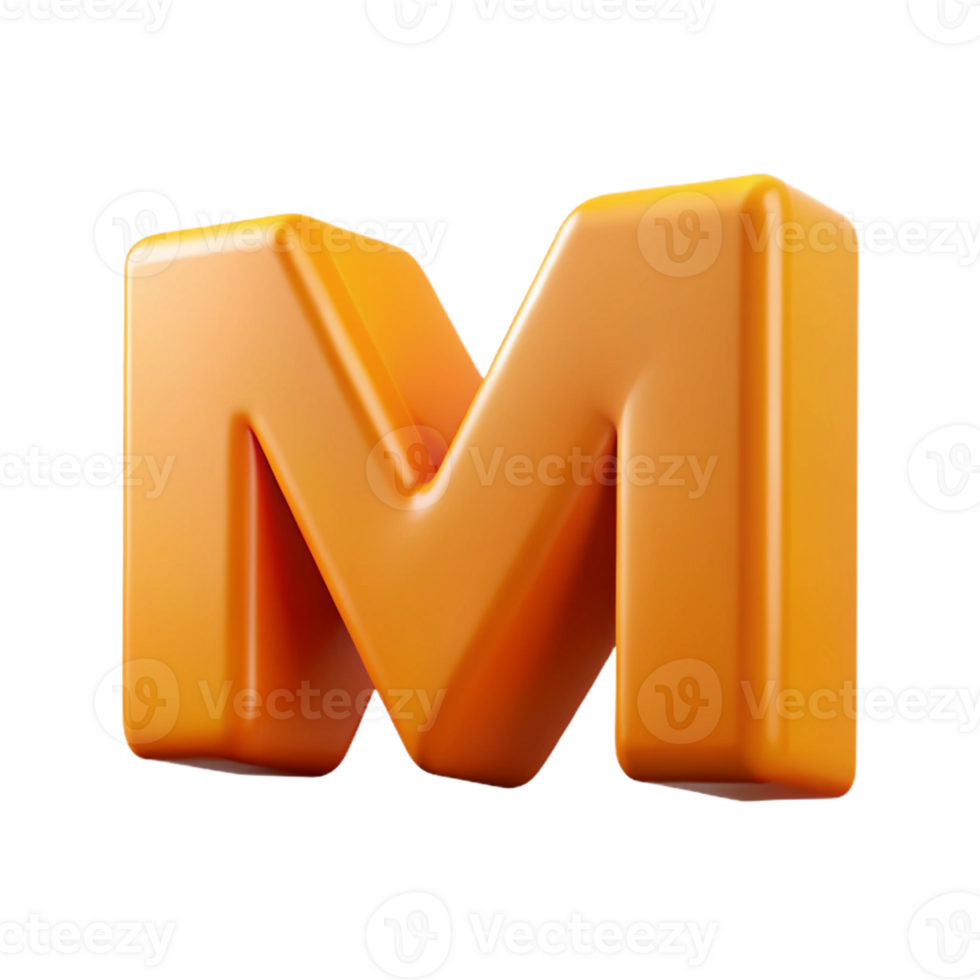 elegant minimalist Stylized M with sharp edges, flat orange. Single-weight stroke with Scalable Design. top-tier png