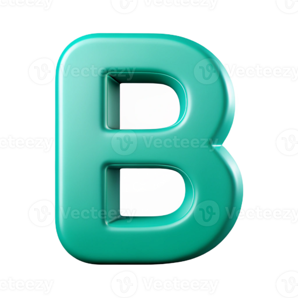 exceptional creative Flat color, symmetrical B in turquoise. Clean lines, with Scalable Design. studio quality png