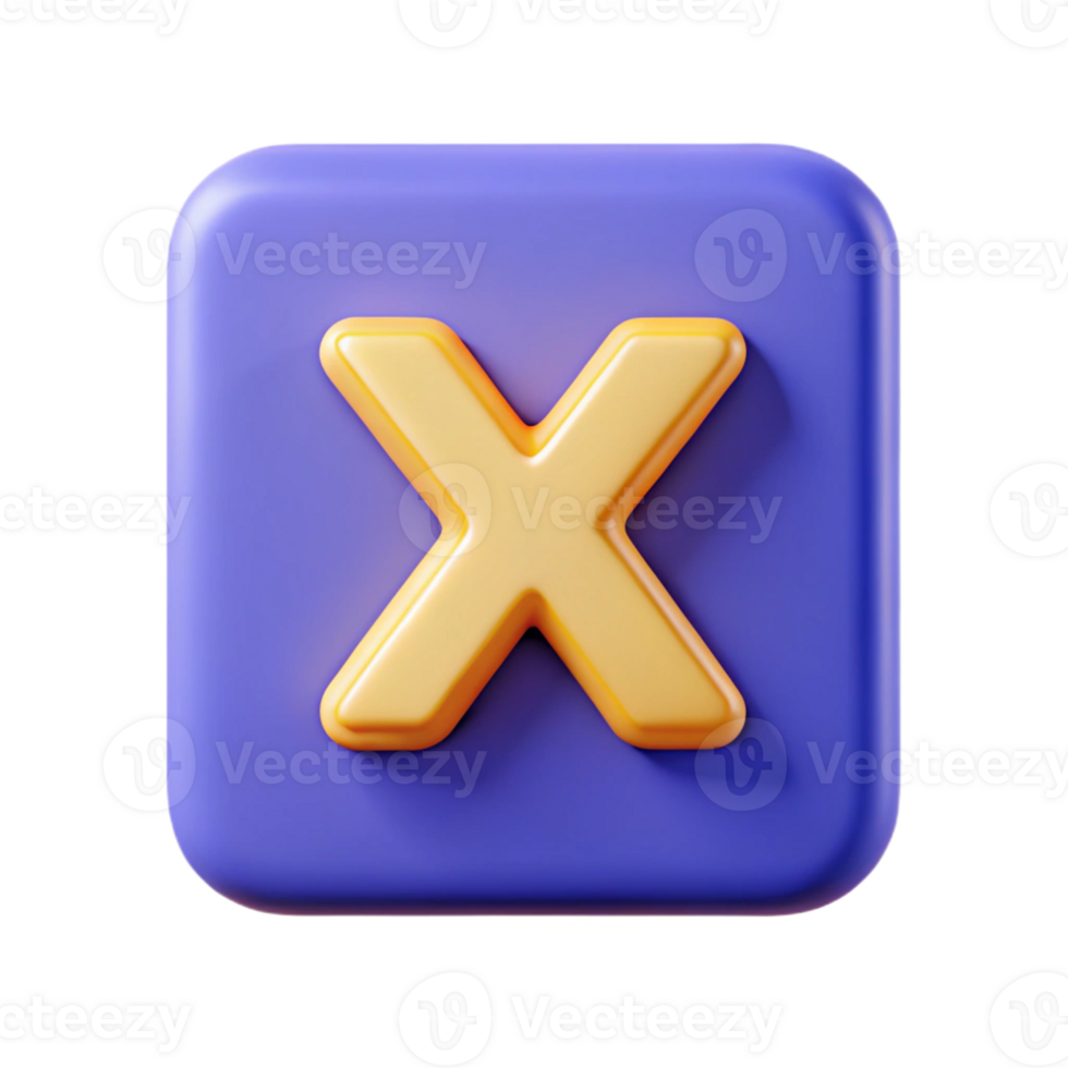 unparalleled baroque X icon inside a square. Scalable, single-weight stroke, minimal design with Scalable Design. sharp png
