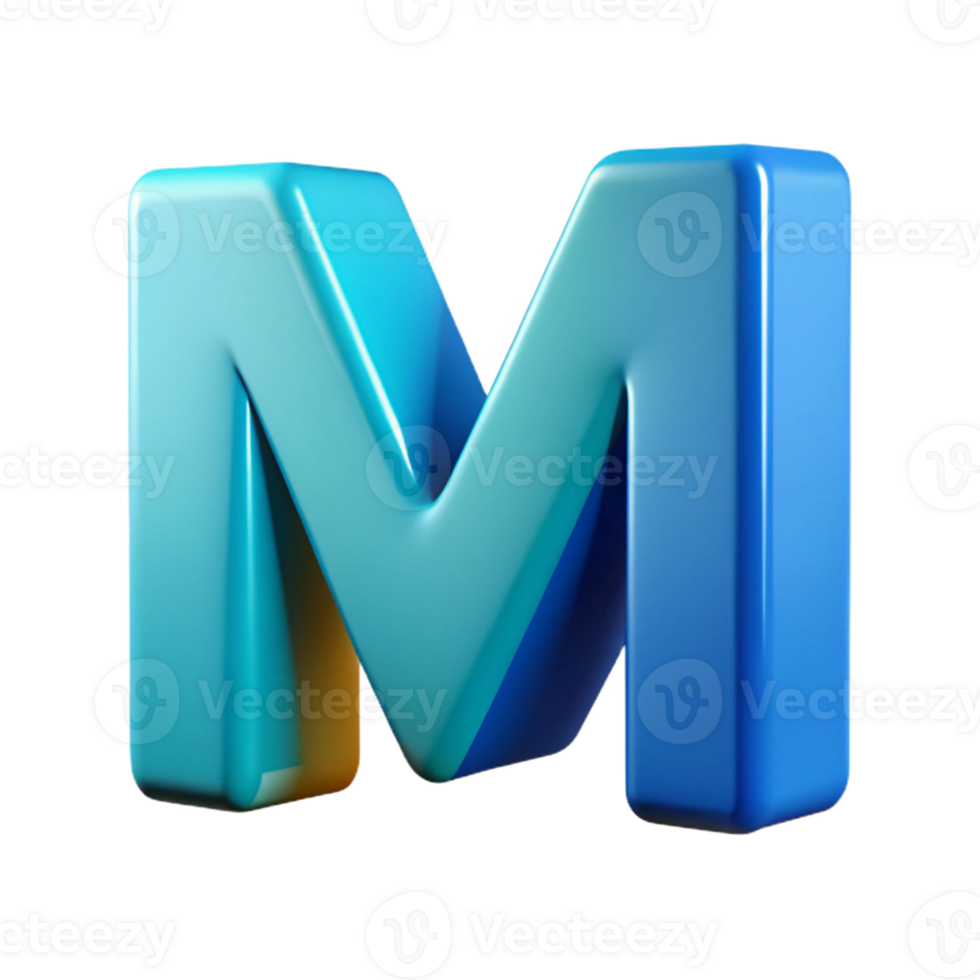 signature futuristic Stylized letter M with sharp edges and a flat color. Minimal design, with Scalable Design. studio quality png