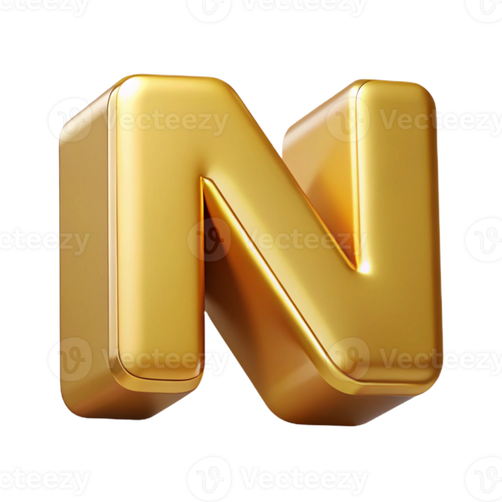 sumptuous intense industrial Clean lines N with sharp edges. Flat gold with Scalable Design. original png