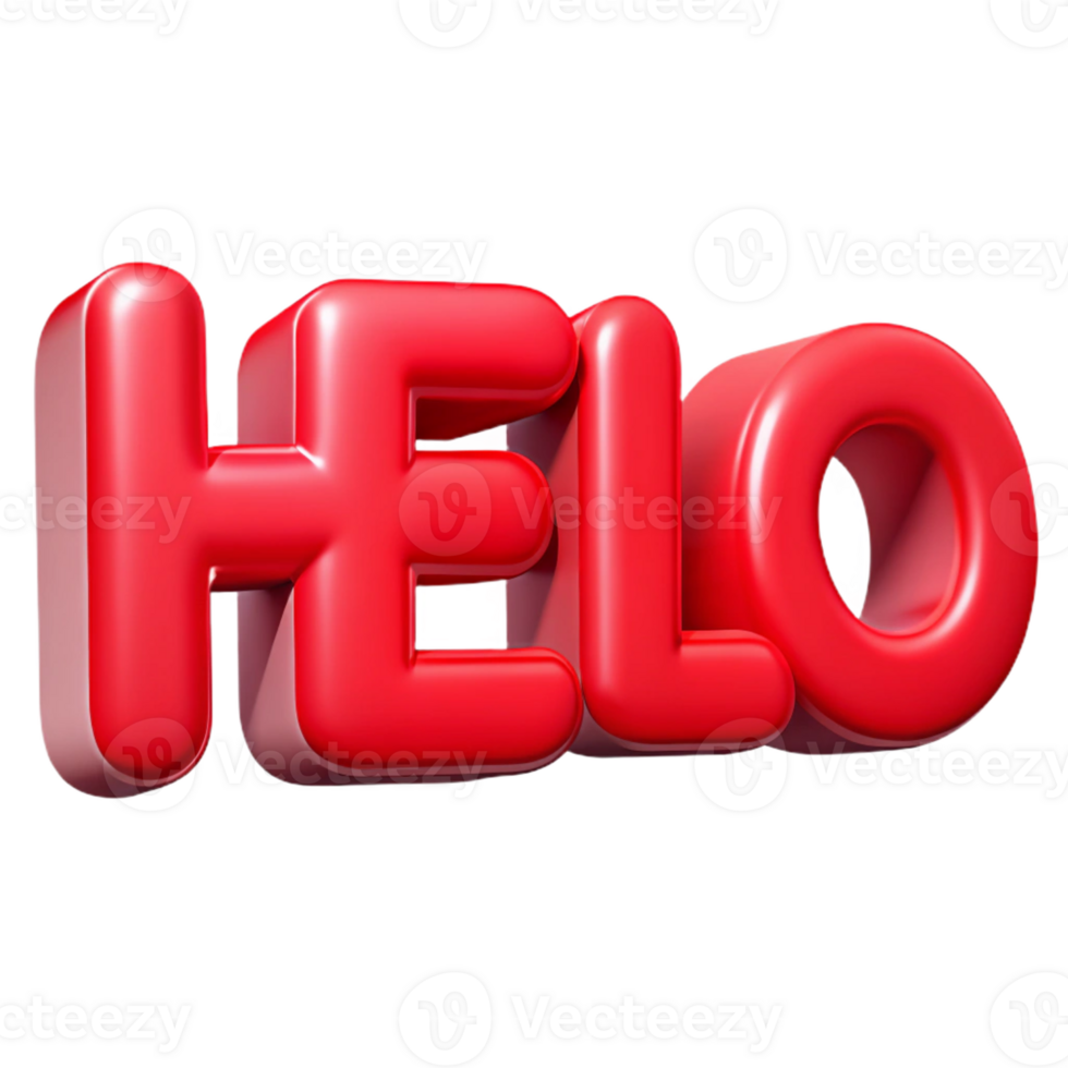 beautiful harmonious renaissance Bold, sans-serif HELLO with crisp edges and flat red color with Scalable Design. sharp png
