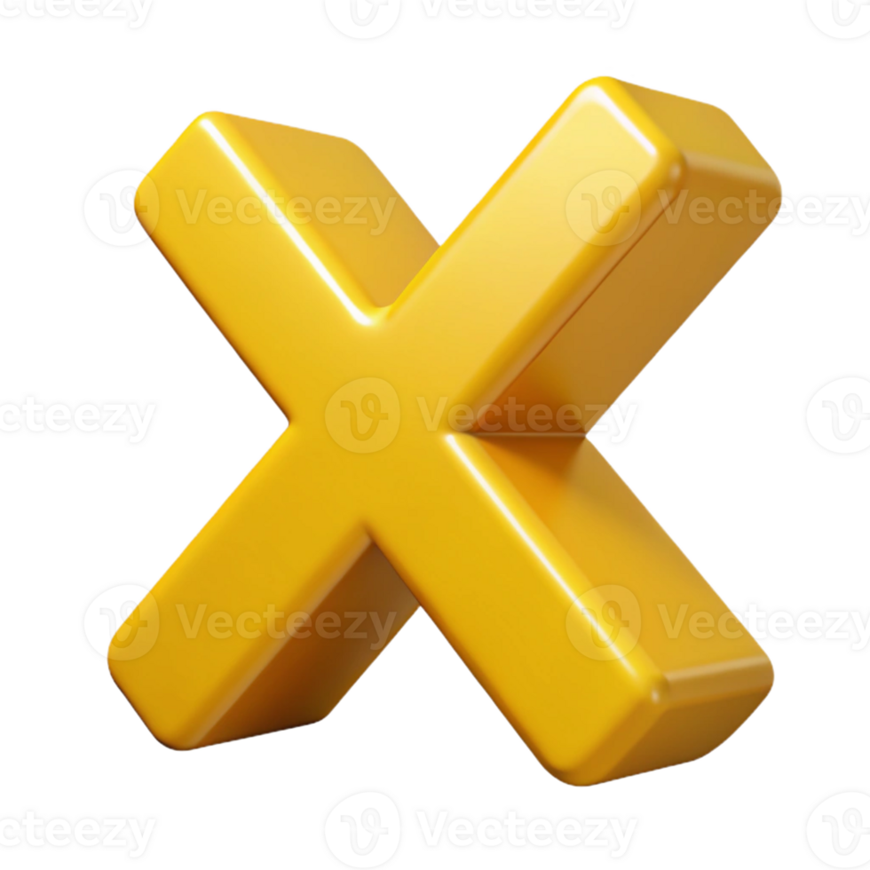 extraordinary gothic Single-weight stroke X with sharp edges and flat yellow color with Scalable Design. studio quality png