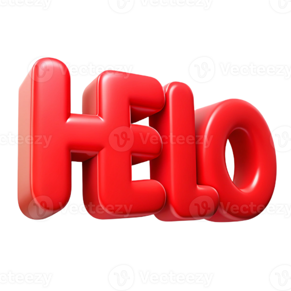exceptional bohemian Bold, sans-serif HELLO with sharp edges and flat red color with Scalable Design. high quality png