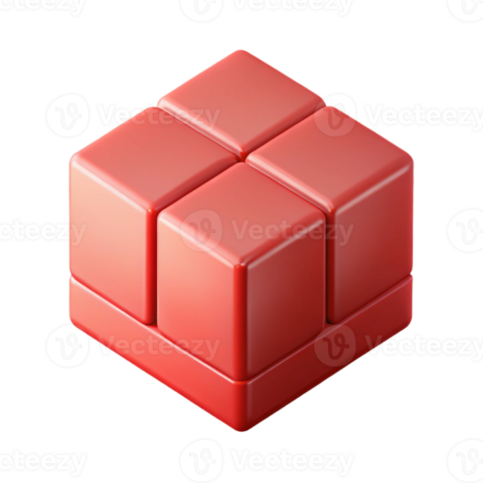 melancólico radiante isométrico cubo com limpar \ limpo linhas, plano vermelho cor, fresco arestas com escalável Projeto. luxo png