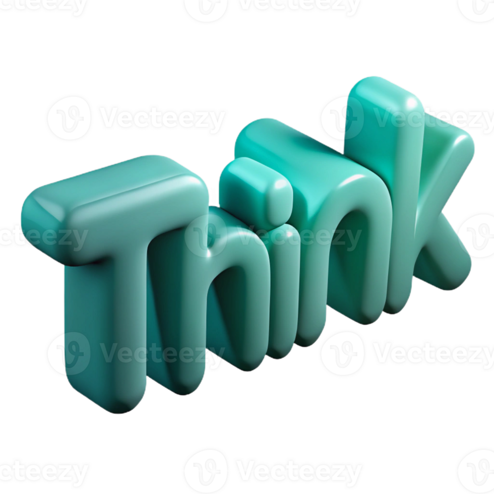 beautiful iconic Minimal, crisp edges THINK with a flat teal color with Scalable Design. png