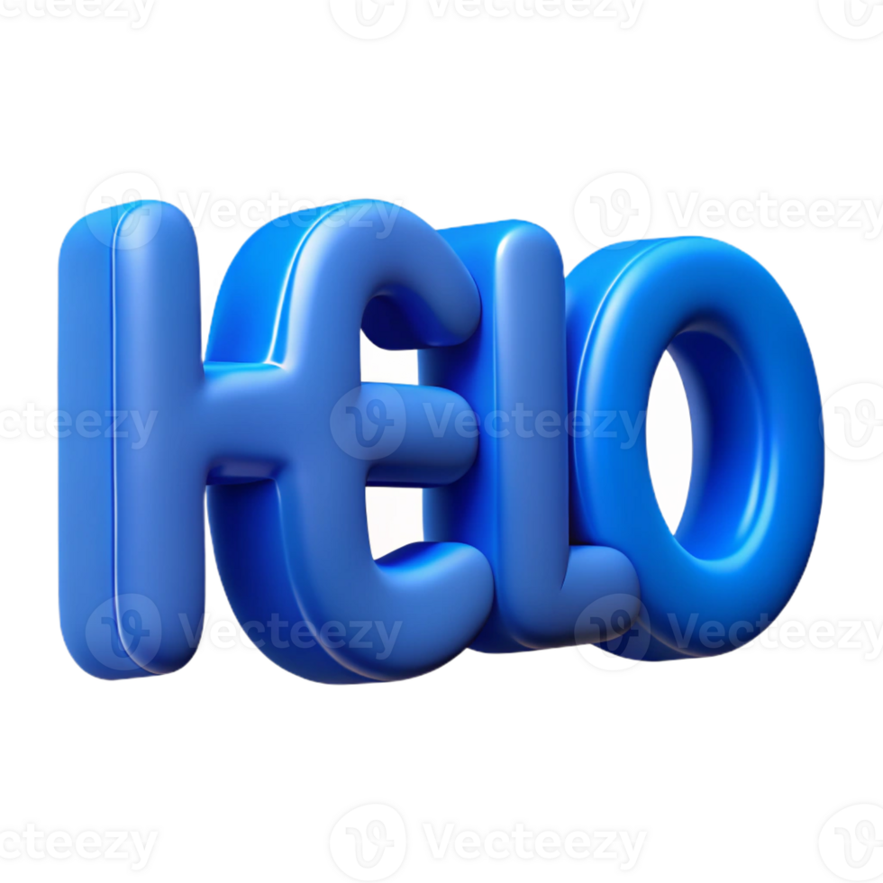 elegant mysterious rustic Bold, sans-serif HELLO in flat blue. Clean lines, crisp edges with Scalable Design. precision png