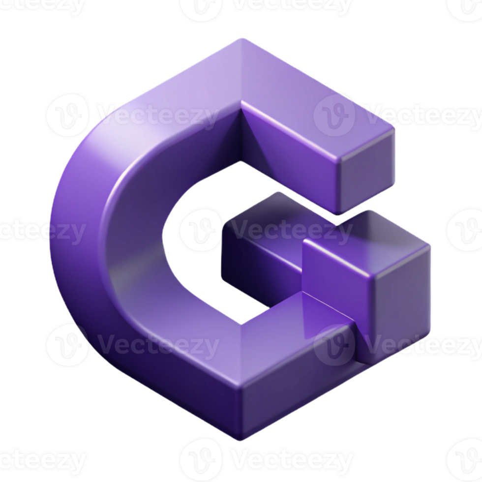 spectacular urban Geometric G with clean lines. Flat lavender with Scalable Design. perfect clarity png