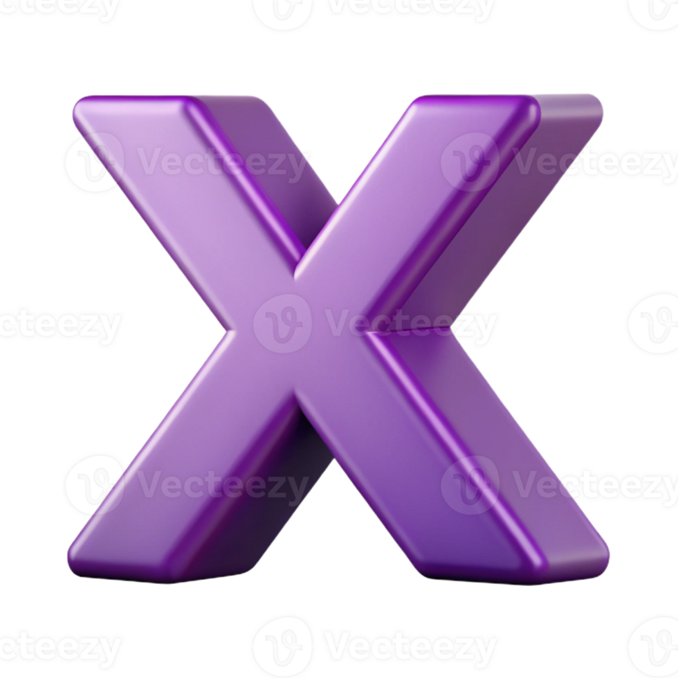 elegant passionate futuristic Stylized letter X with clean lines and a flat purple color with Scalable Design. studio quality png