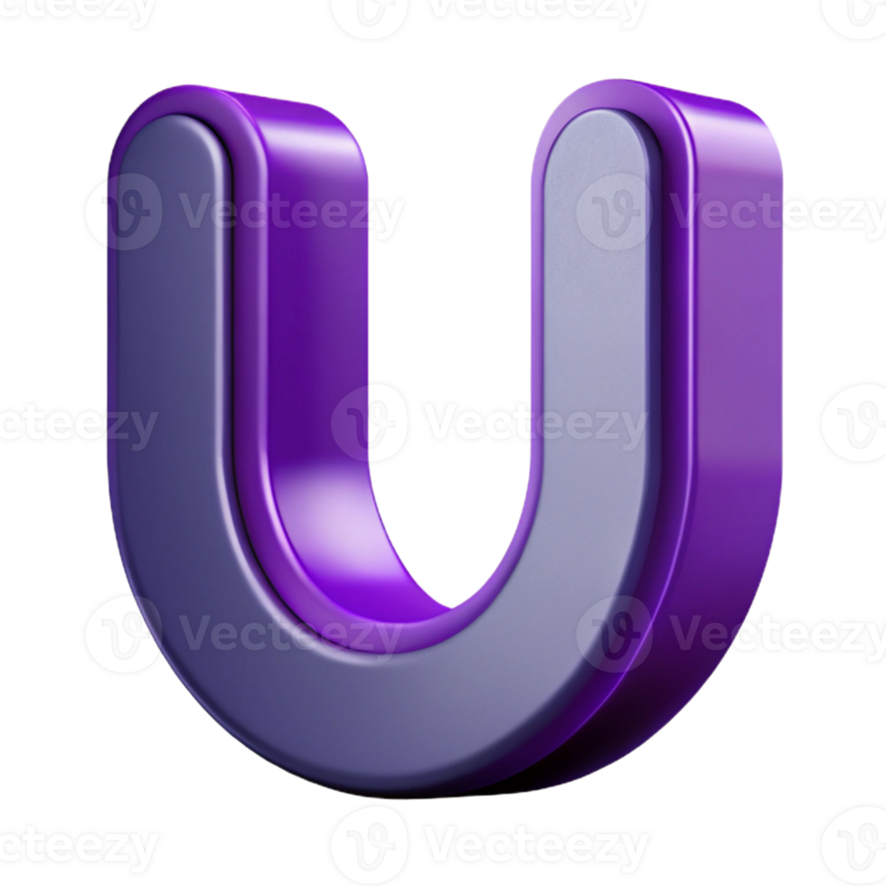 dramatic spectacular Stylized letter U with clean lines and flat purple color. with Scalable Design. refined png