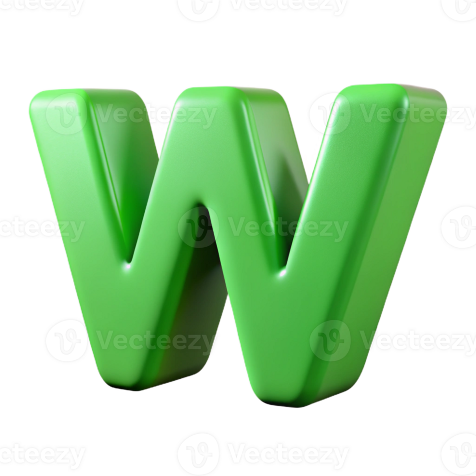 calm elegant Stylized letter W with clean lines and a flat green color with Scalable Design. luxury png