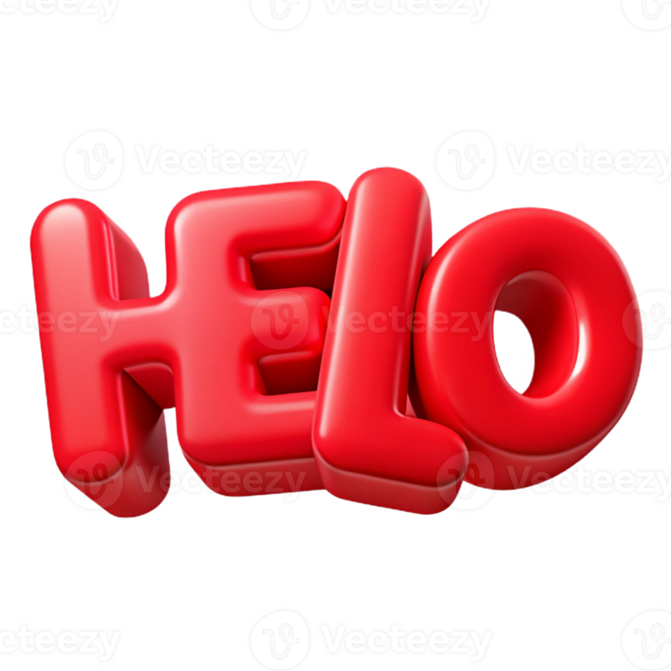 vibrant impressionist Bold, sans-serif HELLO in flat red. Clean lines, crisp edges with Scalable Design. exclusive png