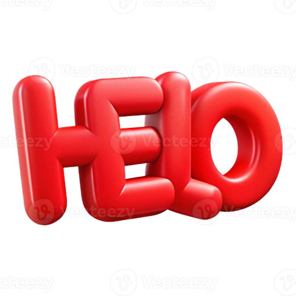 picturesque traditional Bold, sans-serif HELLO in flat red. Clean lines, crisp edges with Scalable Design. crisp png