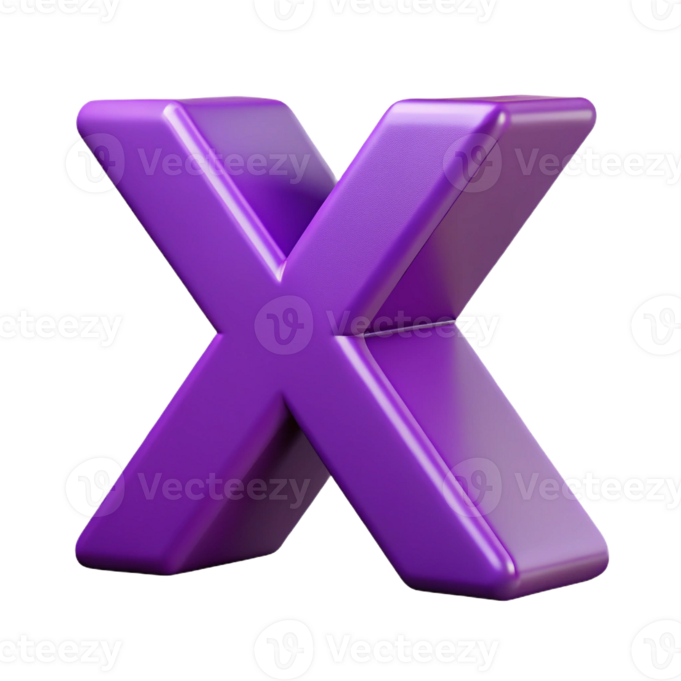 pristine dynamic surreal Stylized letter X with clean lines and a flat purple color with Scalable Design. fine detail png