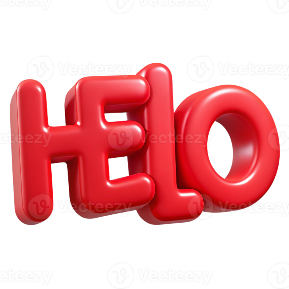 elegant sought-after Bold, sans-serif HELLO in flat red. Clean lines, crisp edges with Scalable Design. png