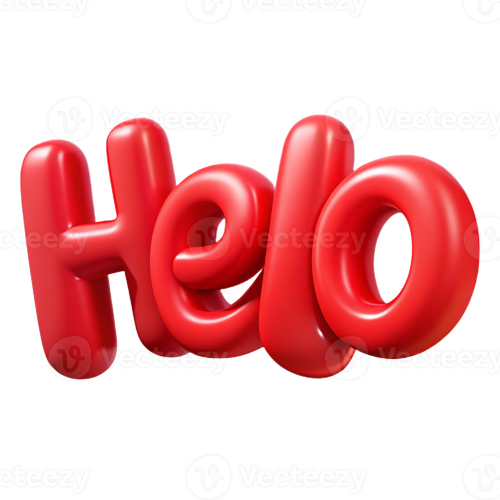 vibrant passionate artistic Bold, sans-serif HELLO with crisp edges and flat red color with Scalable Design. masterfully captured png