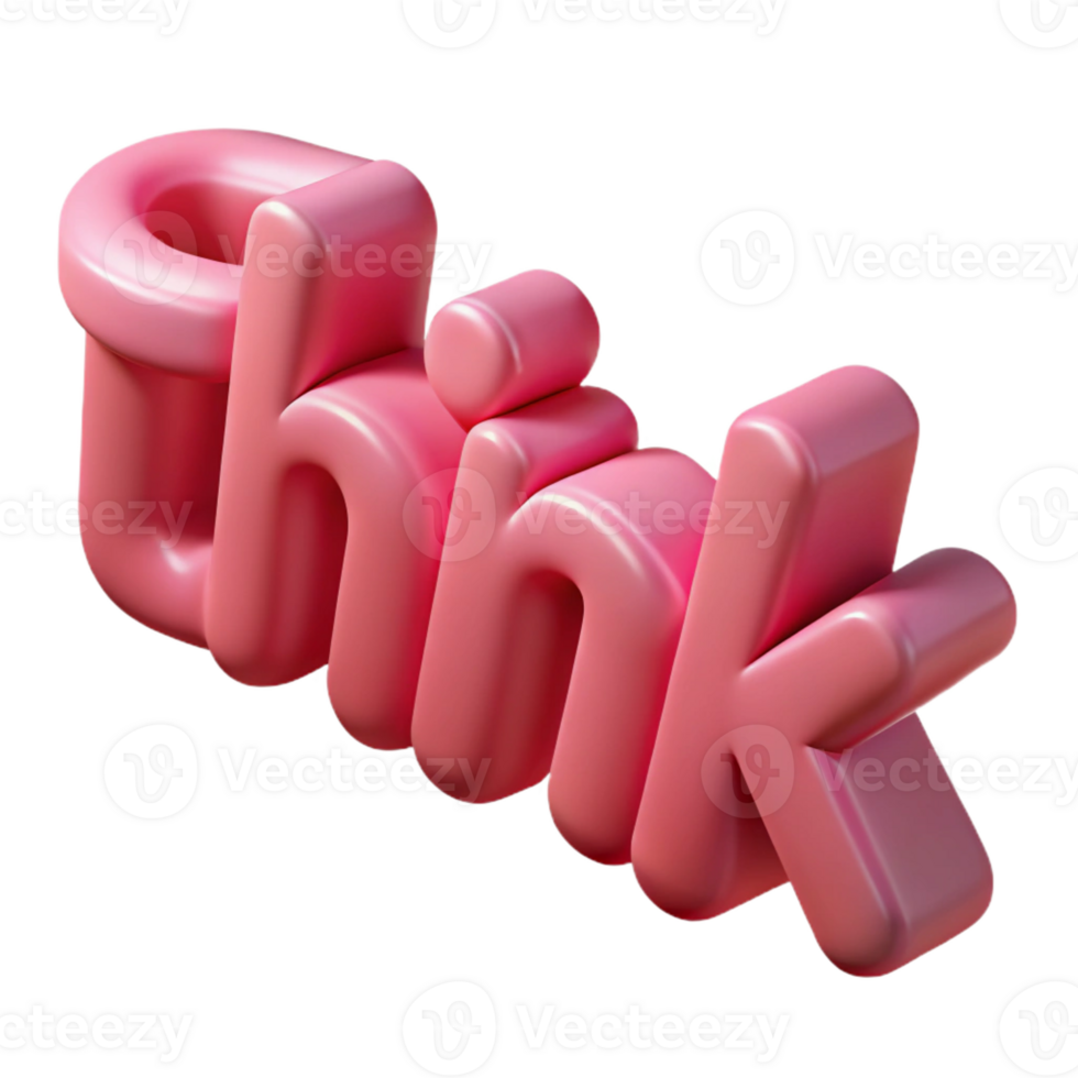 serene dynamic futuristic Geometric, single-weight stroke THINK in pink. Minimal, with Scalable Design. museum quality png