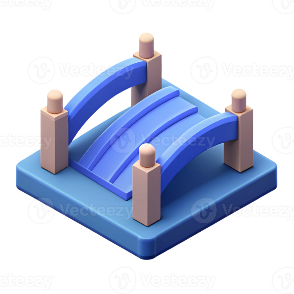 rare surreal Scalable isometric bridge. Minimal design with Scalable Design. 4K png