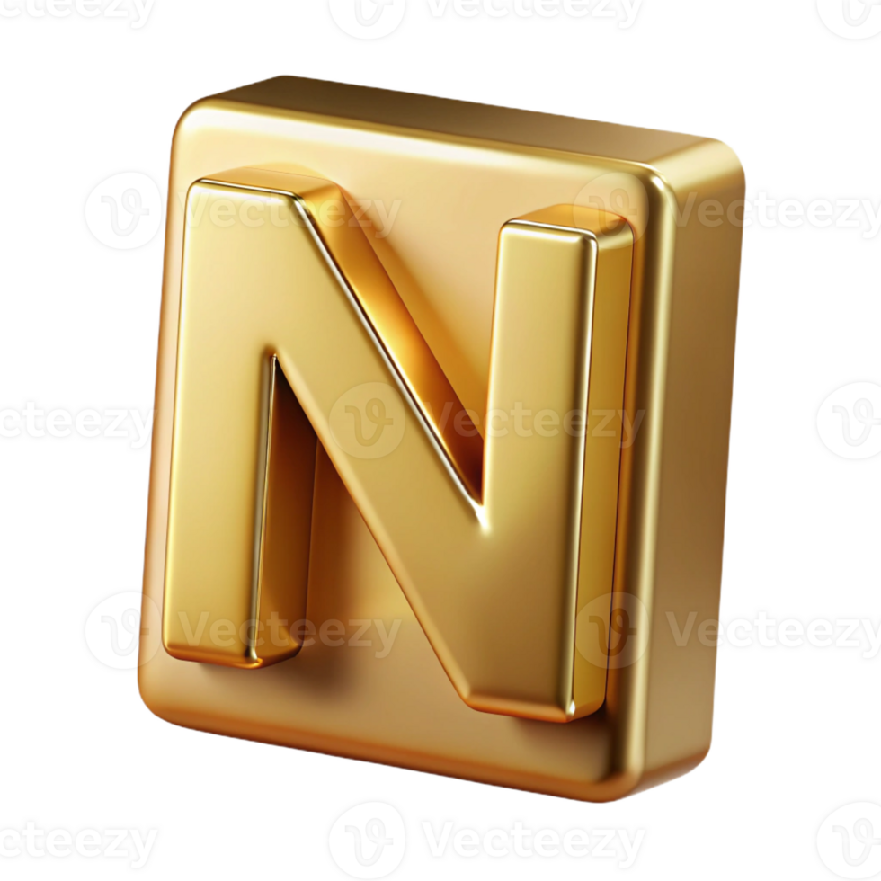 dazzling gothic Clean lines N with sharp edges. Flat gold with Scalable Design. high resolution png