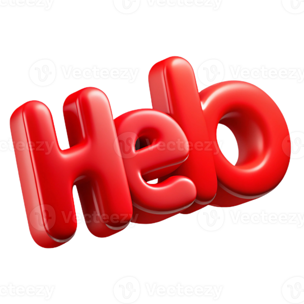 beautiful geometric Bold, sans-serif HELLO with crisp edges and flat red color with Scalable Design. handcrafted png
