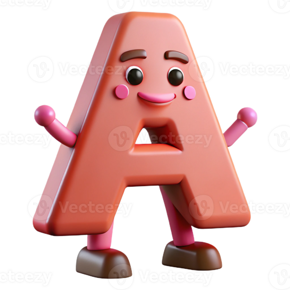 intense mesmerizing Simple letter A character with arms and legs. Flat color, crisp edges, minimal with Scalable Design. gallery standard png