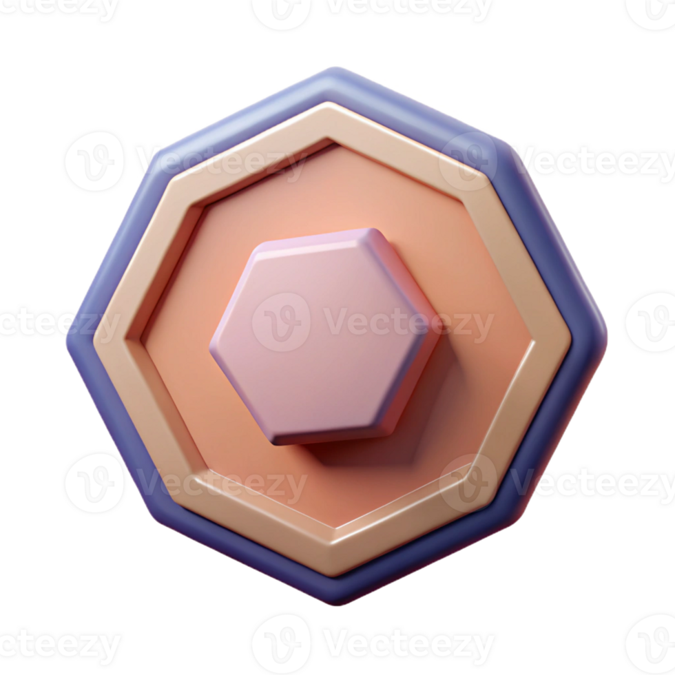 romantic glorious Octagonal badge with an inner octagon. Geometric, symmetrical, minimal with Scalable Design. studio quality png