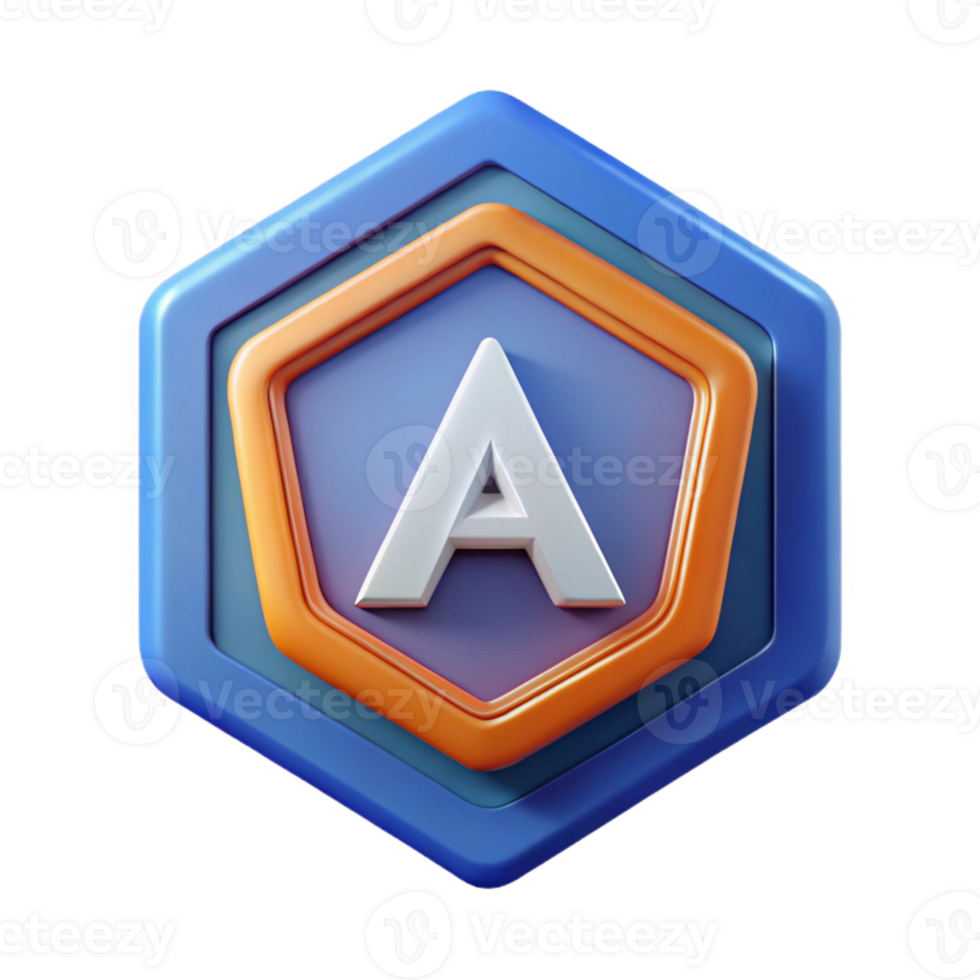 breathtaking exemplary Pentagon badge with a stylized letter A . Flat color, scalable, single-weight stroke with Scalable Design. png