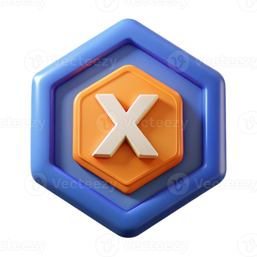 impressive unparalleled Hexagonal badge with a bold letter X . Geometric, flat color, with Scalable Design. png