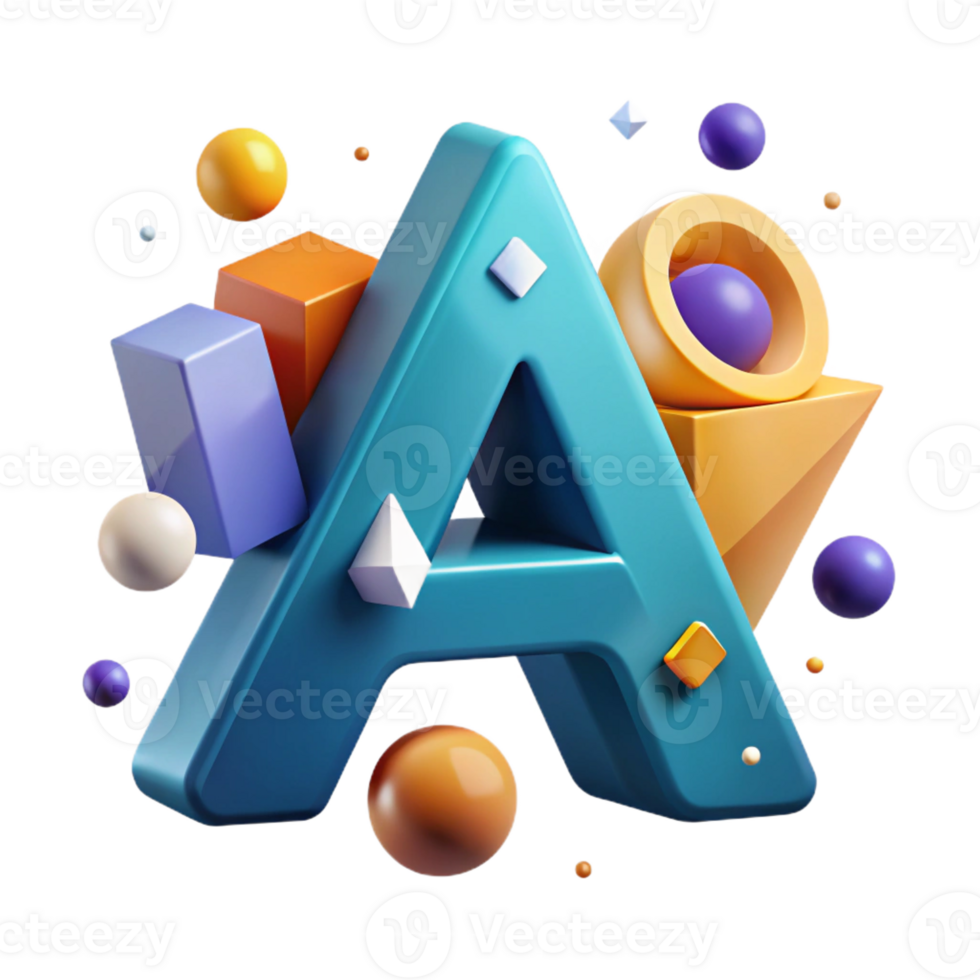 serene memorable Abstract letter A with geometric shapes. Clean lines, flat color, with Scalable Design. png
