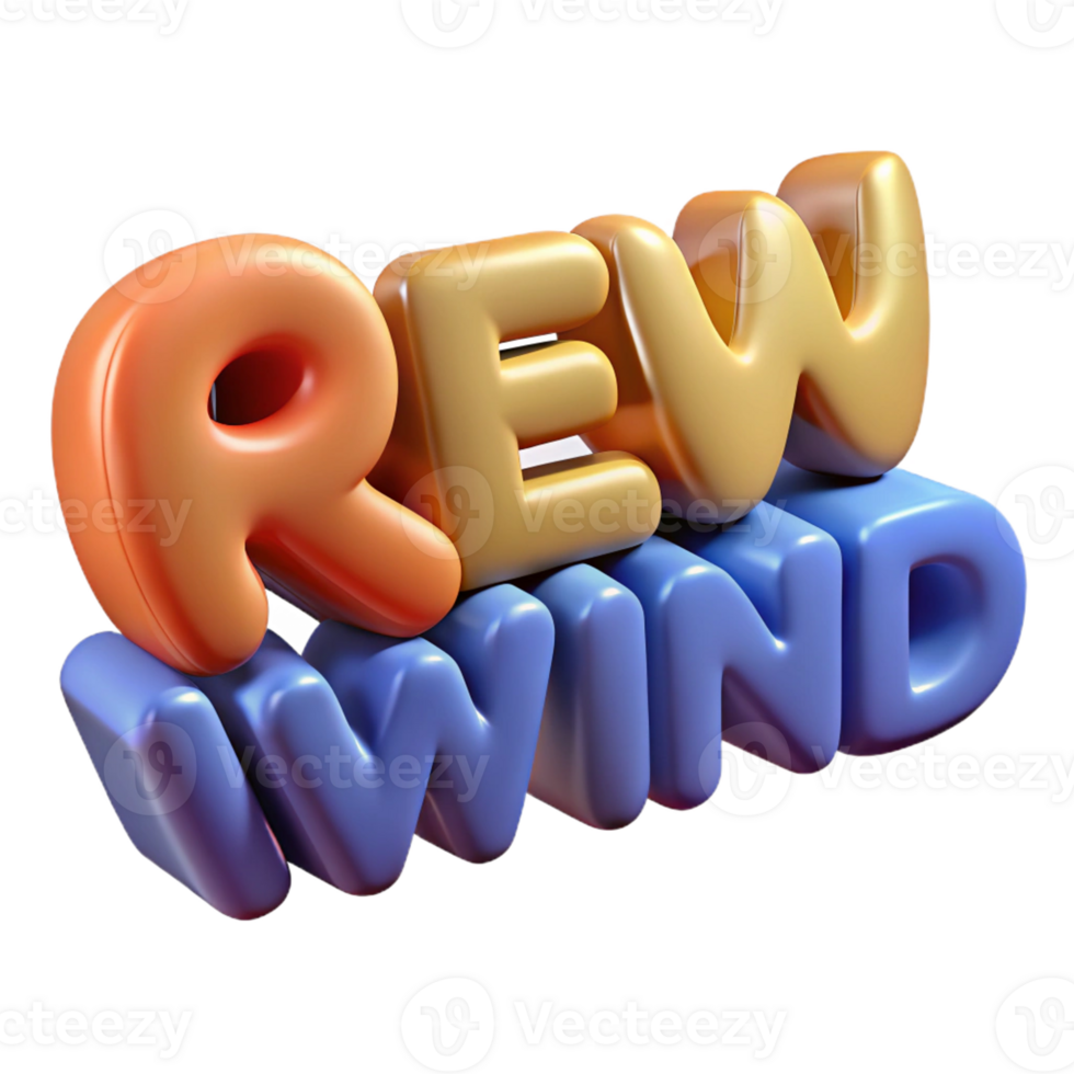 standout rustic Single-weight stroke REWIND with sharp edges with Scalable Design. professional png