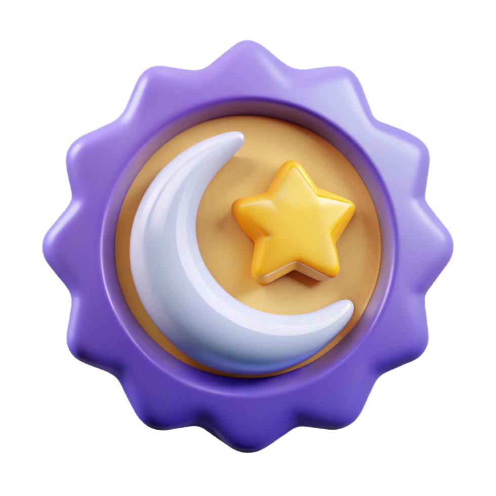 alluring celebrated Crescent moon badge with a star inside. Crisp edges, scalable, symmetrical with Scalable Design. png