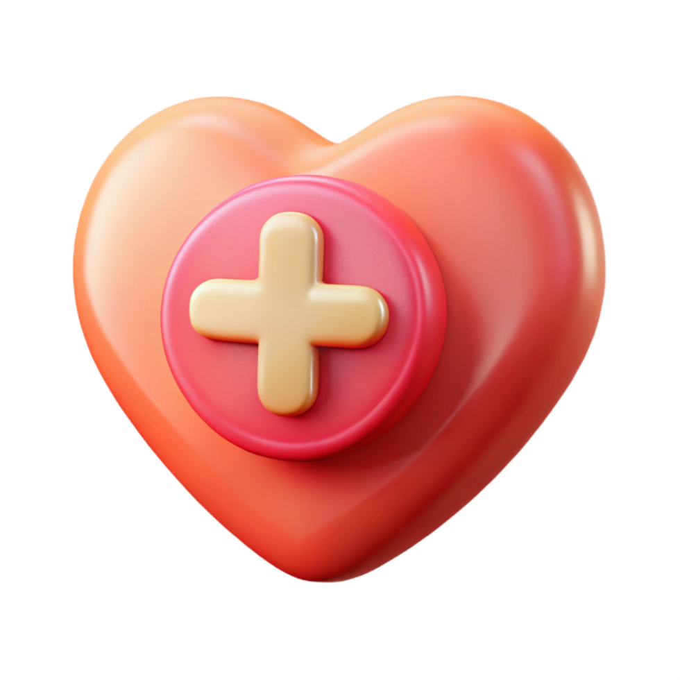 energetic enchanting Heart-shaped badge with a plus sign. Crisp edges, scalable, single-weight stroke with Scalable Design. expertly shot png
