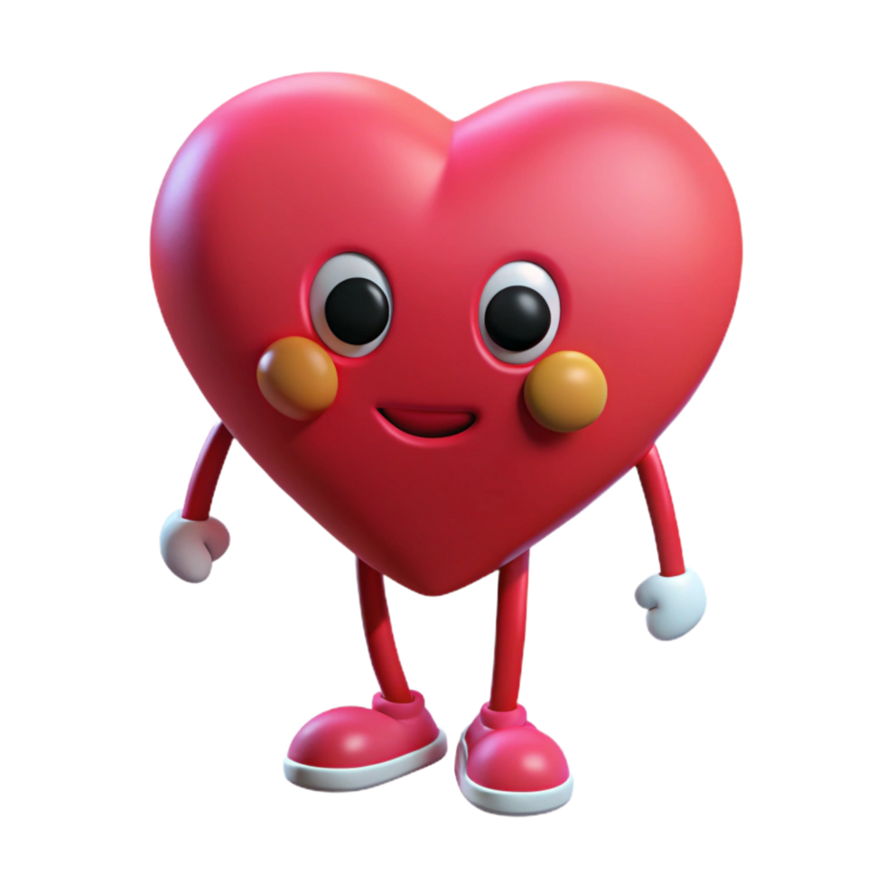 reflective glorious Heart-shaped character with small, round feet. Clean lines, scalable, flat color with Scalable Design. top-tier png