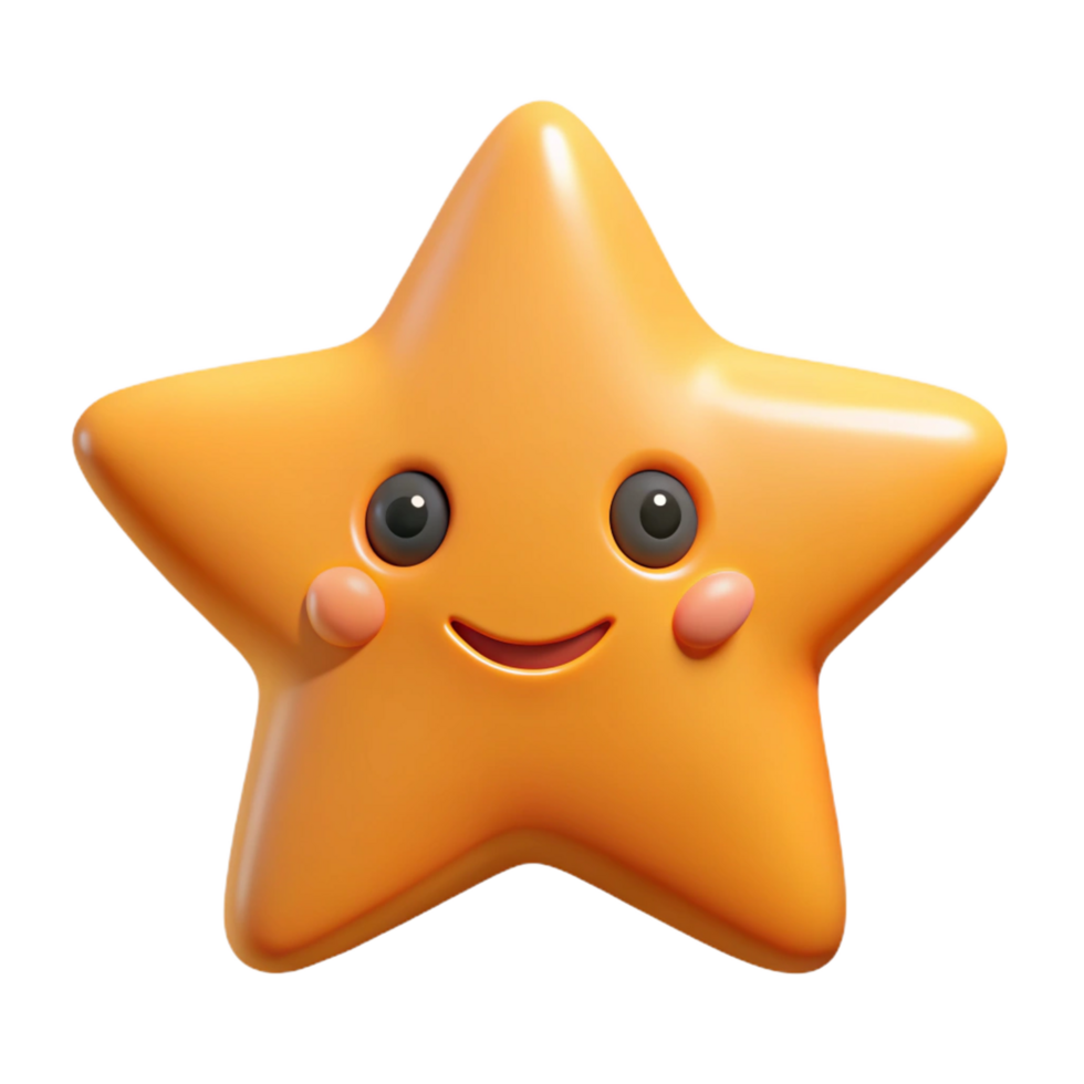 striking organic Star-shaped character with five pointed arms and a smiling face. Crisp edges, flat color, with Scalable Design. premium png