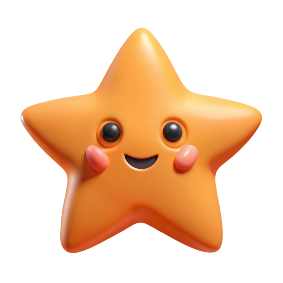 mesmerizing distinctive Star-shaped character with five pointed arms and a smiling face. Crisp edges, flat color, with Scalable Design. png