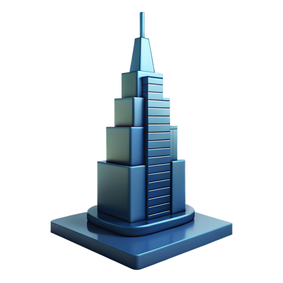 unparalleled minimalist Silhouette of a skyscraper. Geometric, flat color, clean lines with Scalable Design. detailed png
