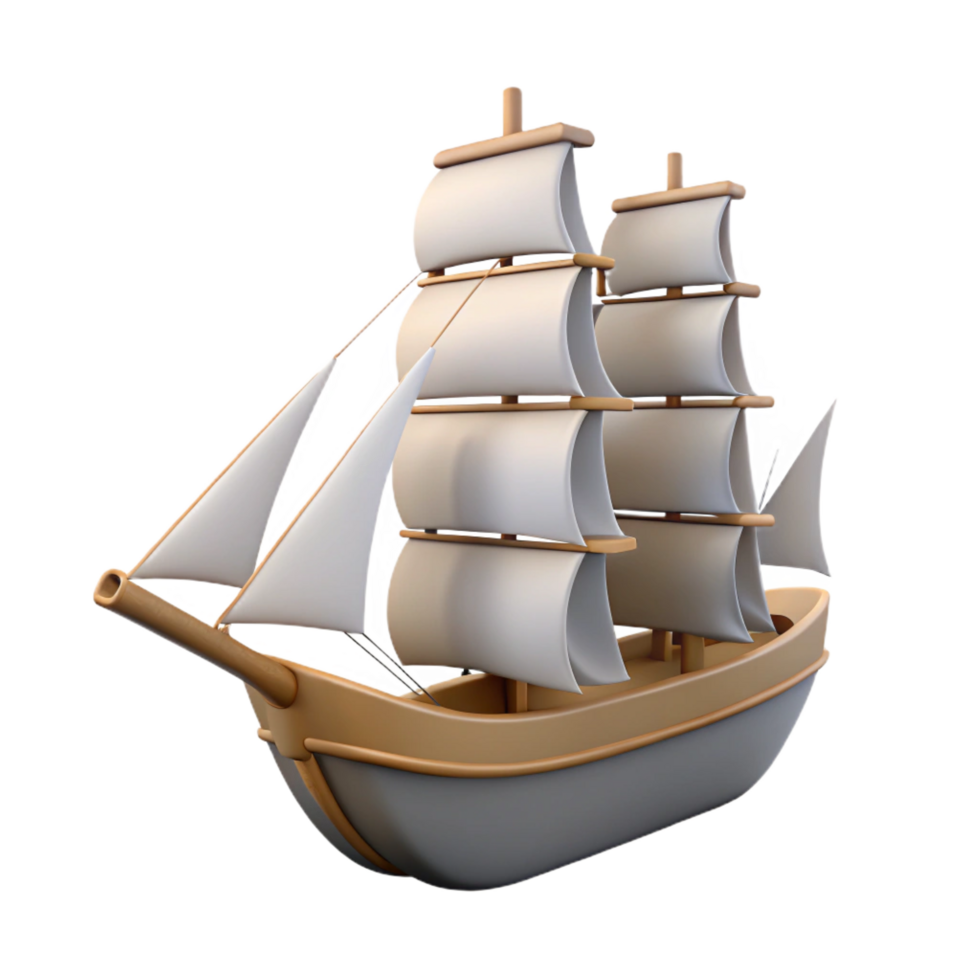 quintessential elegant Silhouette of a sailing ship. Clean lines, flat color, with Scalable Design. 8K png