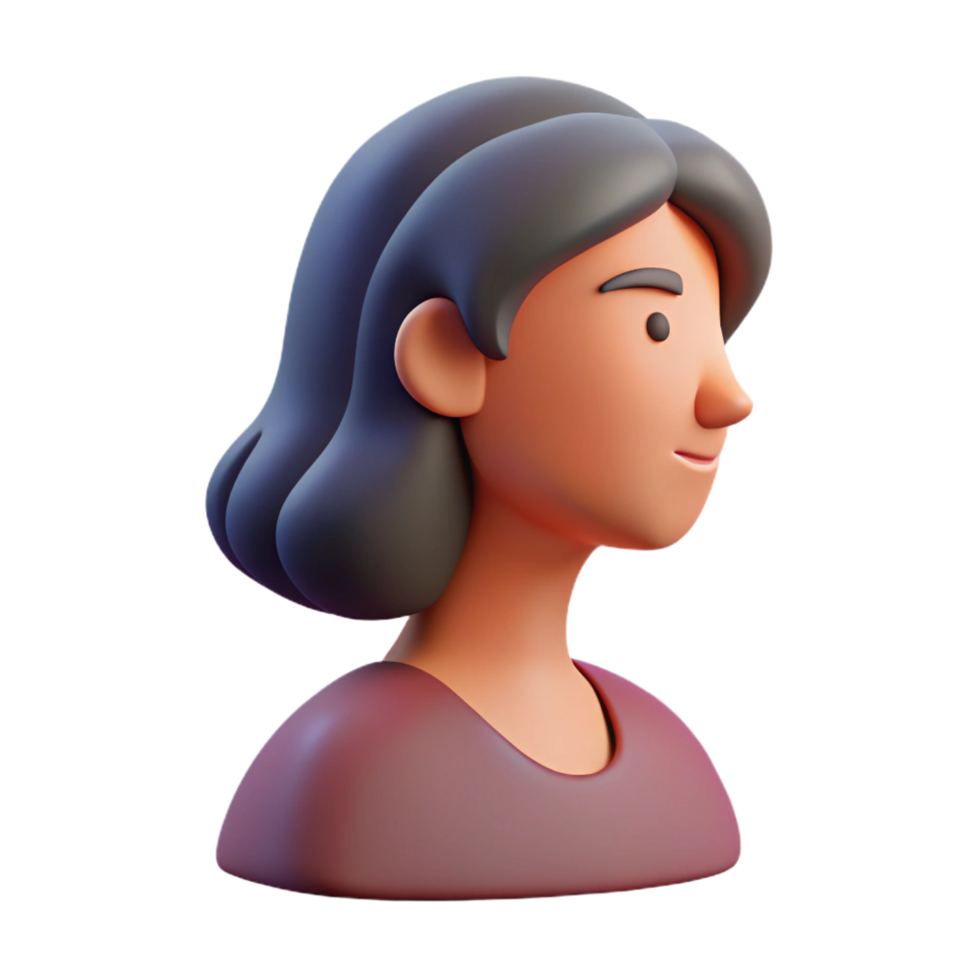 fascinating abstract Silhouette of a woman's face in profile. Flat color, clean lines, single-weight stroke with Scalable Design. 4K png