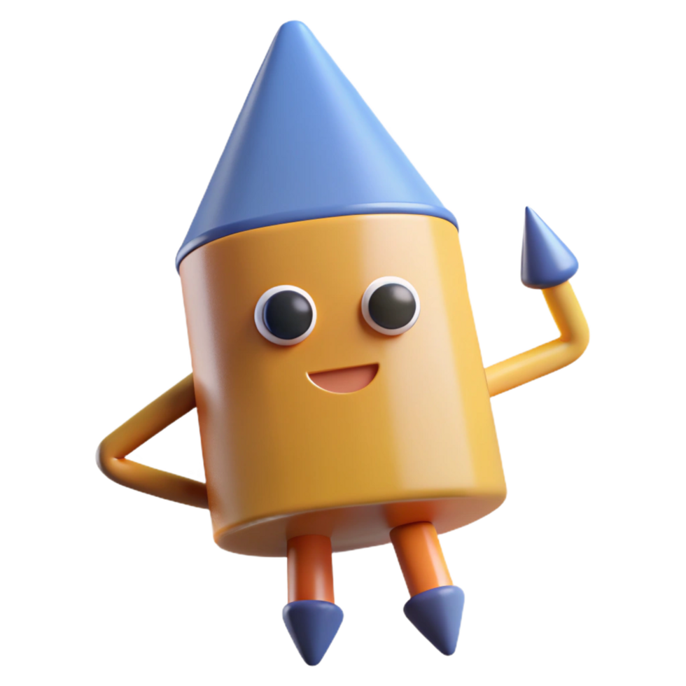 sumptuous impressionist Pencil character with a triangular tip. Flat color, minimal, with Scalable Design. genuine png