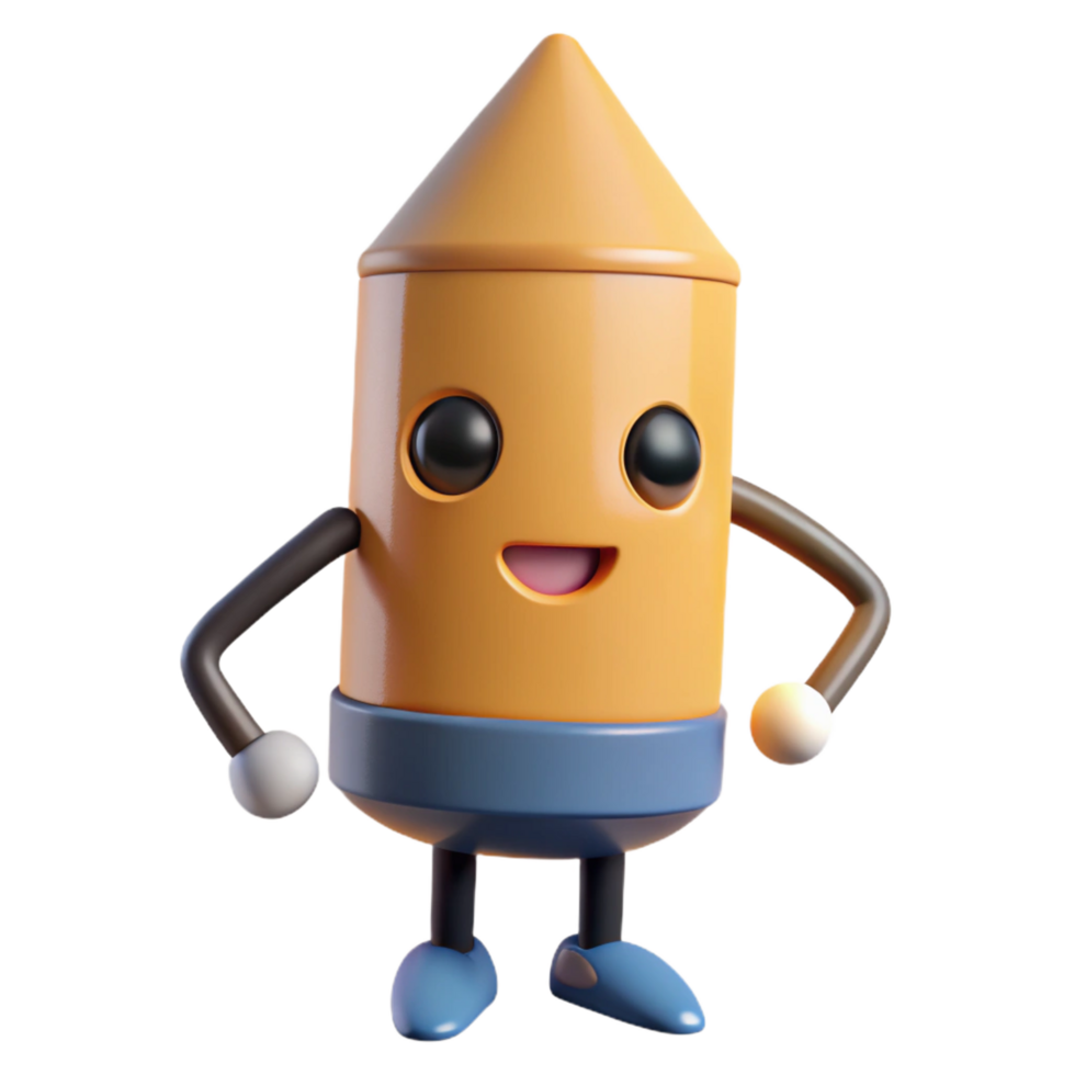 harmonious wonderful Pencil character with a triangular tip. Flat color, minimal, with Scalable Design. original png