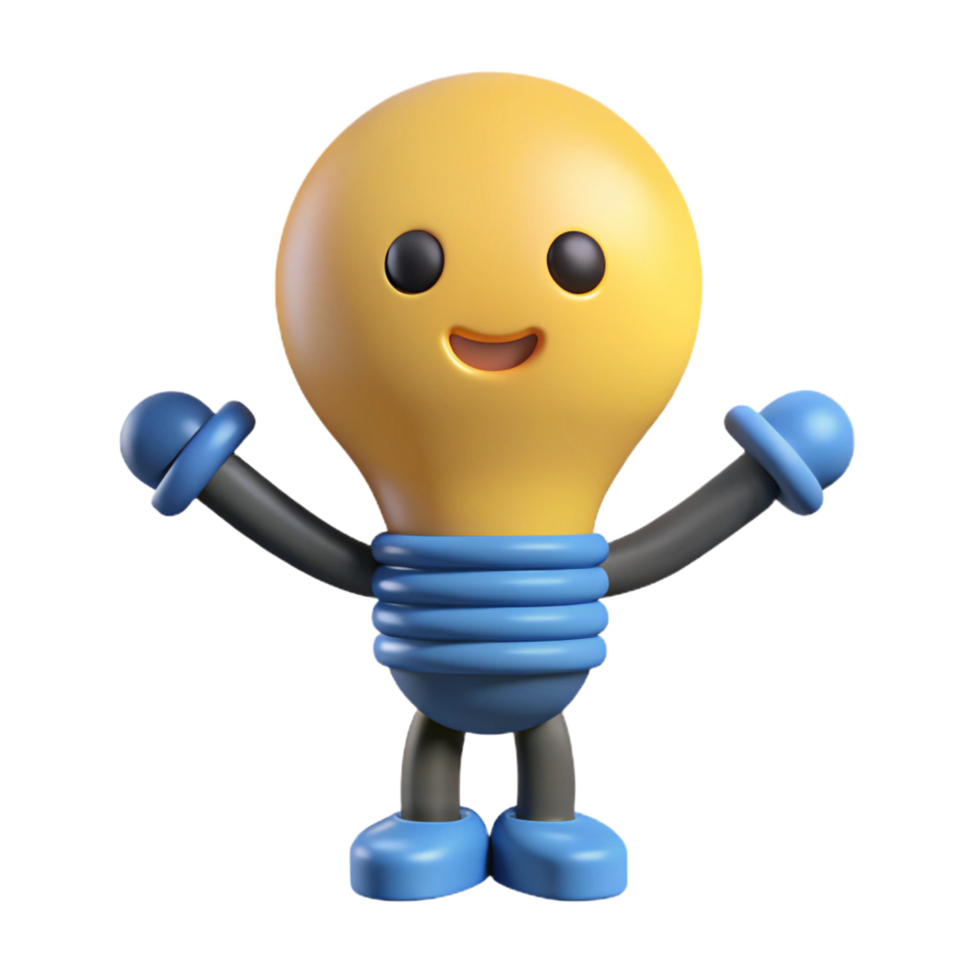 standout contemporary Lightbulb character with a simple filament. Clean lines, scalable, flat color with Scalable Design. luxury png