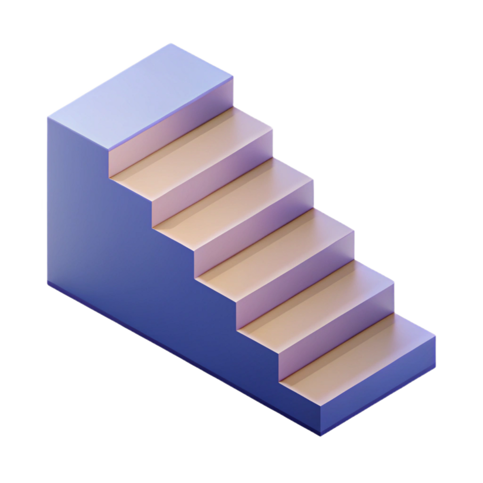 ethereal splendid Isometric staircase with minimal design. Single-weight stroke with Scalable Design. 8K png