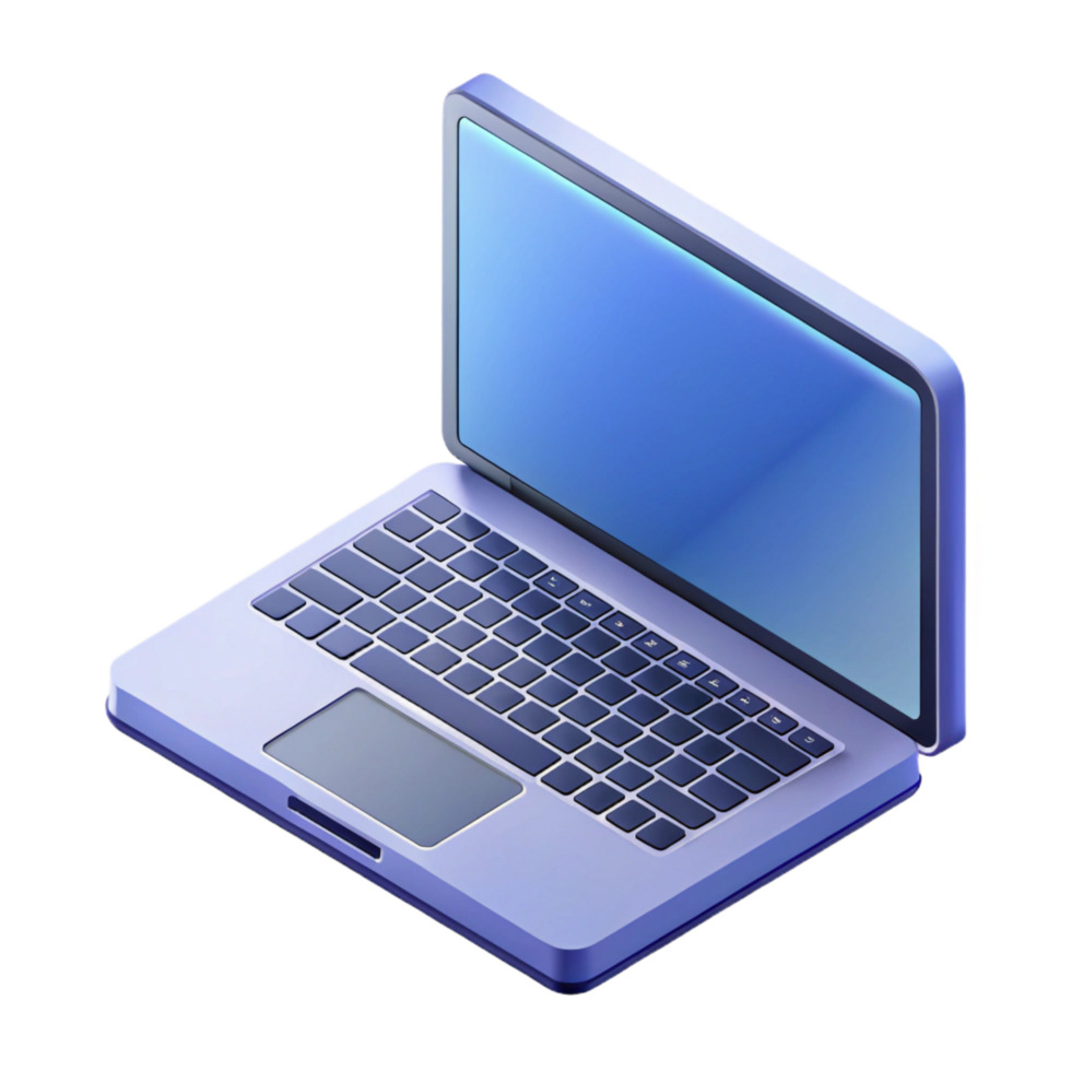 sonhadores elegante isométrico computador portátil com fresco arestas. escalável, peso único acidente vascular encefálico com escalável Projeto. 8k png